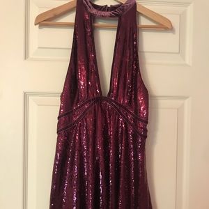 Free people sparkly deep V dress